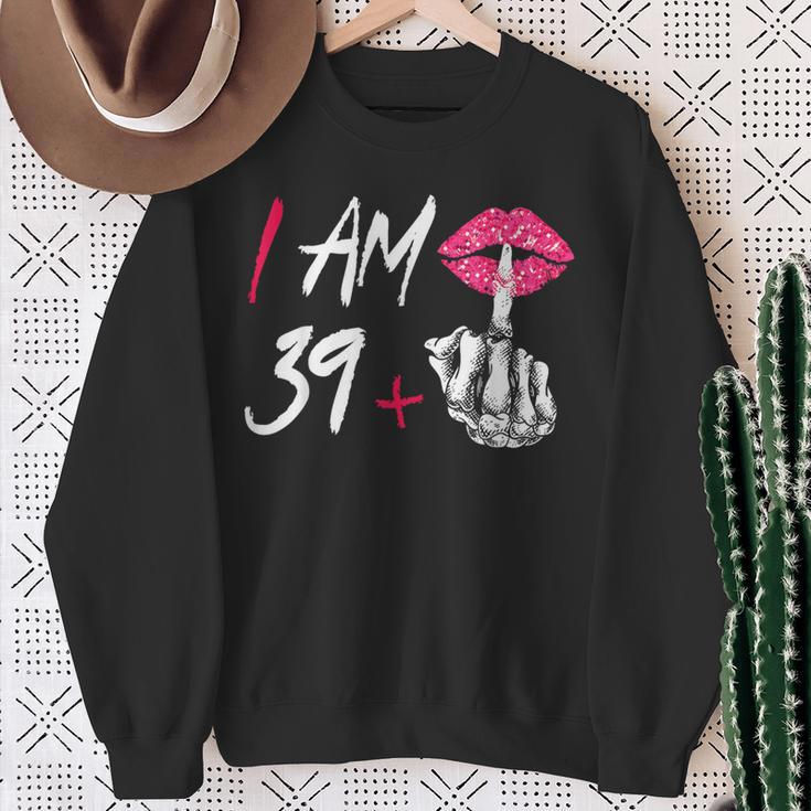 I Am 39 Plus 1 Middle Finger Skull 40Th Birthday Sweatshirt Geschenke für alte Frauen