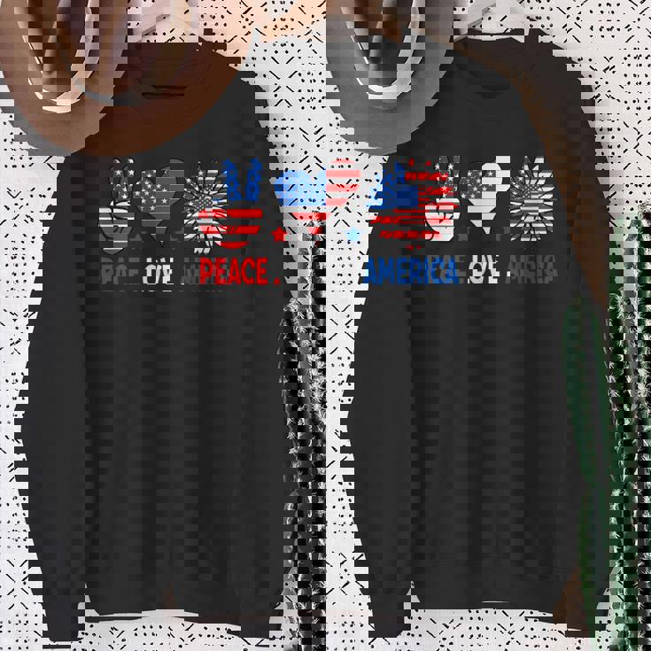 4Th Of July Peace Love America Us Flag Fourth Of July Sweatshirt Gifts for Old Women