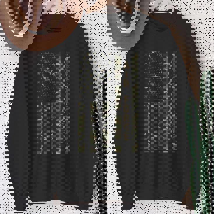 Air Force United States Distressed Camo W Us Flag Sweatshirt Gifts for Old Women