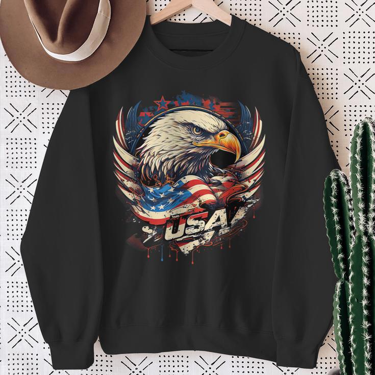 America Fan American Flag And Eagle Usa Sweatshirt Geschenke für alte Frauen