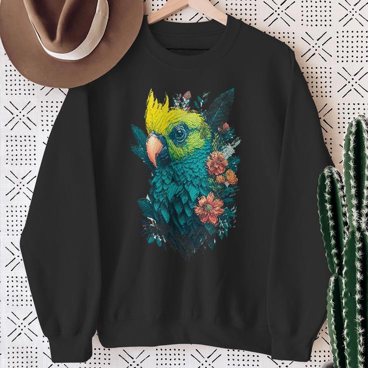 Blumen Papagei Sweatshirt Geschenke für alte Frauen