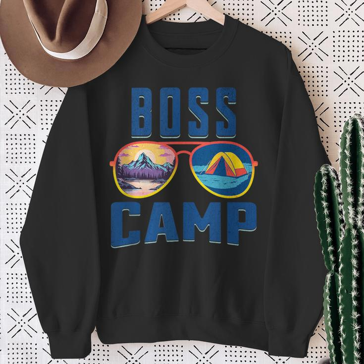 Boss Friend Camp Vacation Retro Camping Summer Sunset Tent Sweatshirt Gifts for Old Women