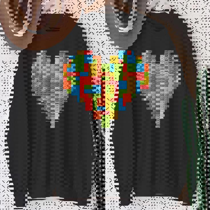 Brick Builder Heart Valentines Block Building Master Builder Sweatshirt Gifts for Old Women
