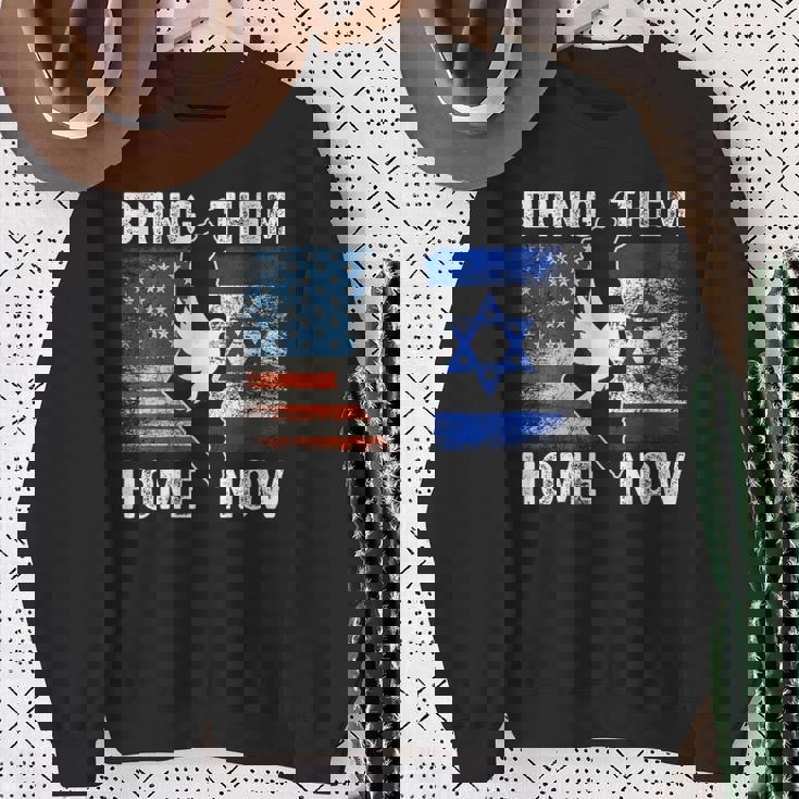 Bring Them Home Now Stand With Israel Israel America Flag Sweatshirt Gifts for Old Women