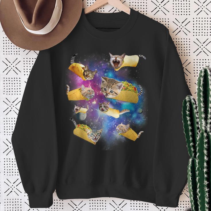 Burrito Pizza And Taco Cat In Space Tacocat Idea Sweatshirt Geschenke für alte Frauen