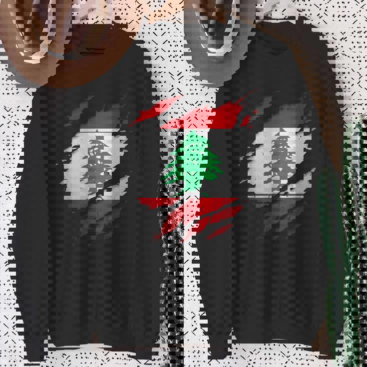 Camicie Libanesi Orgogliose Bandiera Del Libano Strappata Felpa Regalos para ancianas