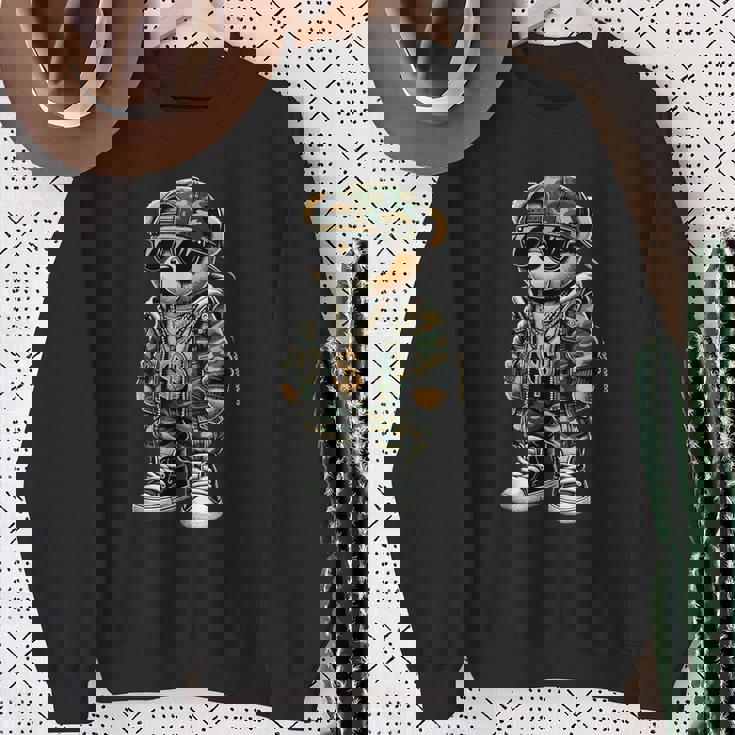 Camo Hip Hop Teddy Bear Camouflage Sweatshirt Gifts for Old Women Camo Hip Hop Teddy Bear Camouflage Sweatshirt Gifts for Old Women