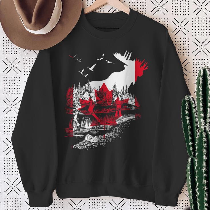 Canada Flag Moose Canada Sweatshirt Geschenke für alte Frauen