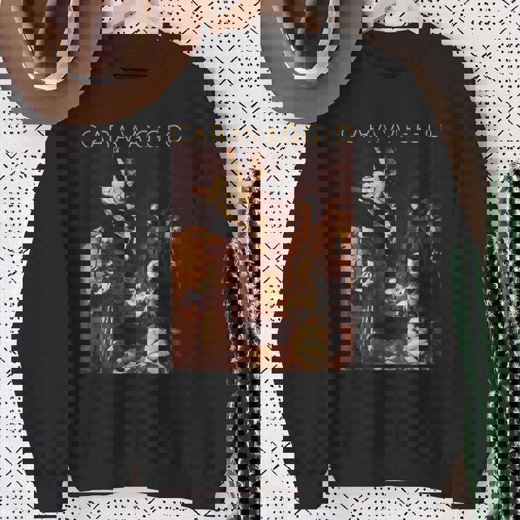 Caravaggio Natividad Con San Francisco Y San Lorenzo Camisa de entrenamiento Regalos para ancianas