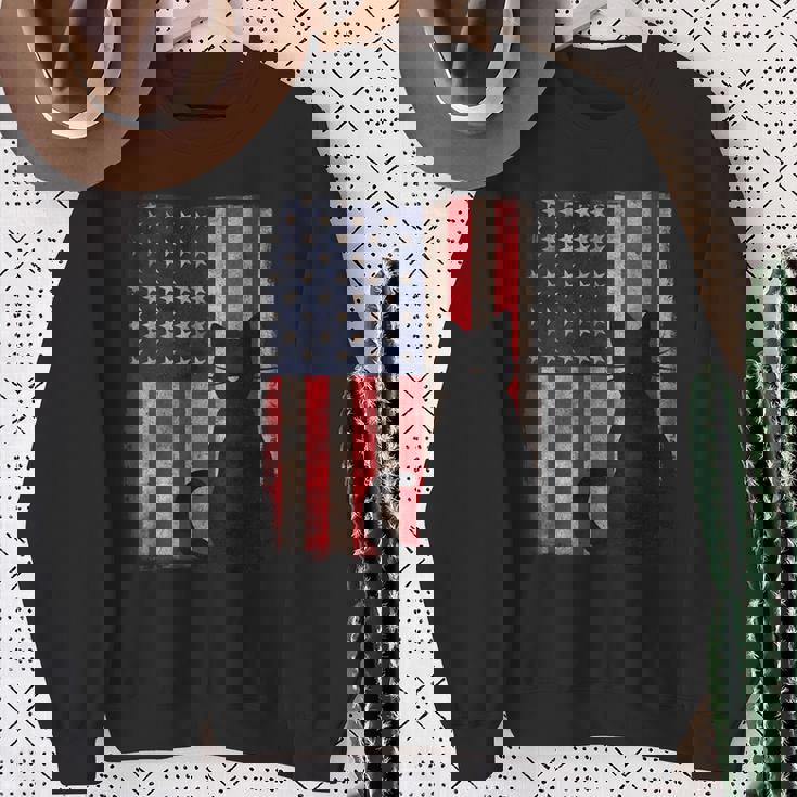 Cat Lover Cat Usa Flag American Cat 4Th July Cat Sweatshirt Gifts for Old Women