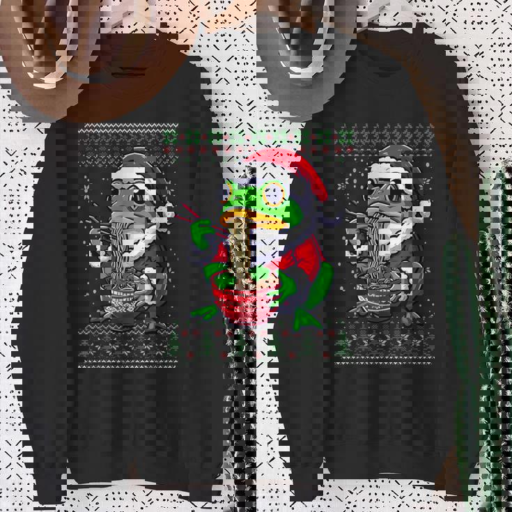 Christmas Frog Eating Ramen Ugly Christmas Sweater Sweatshirt Gifts for Old Women