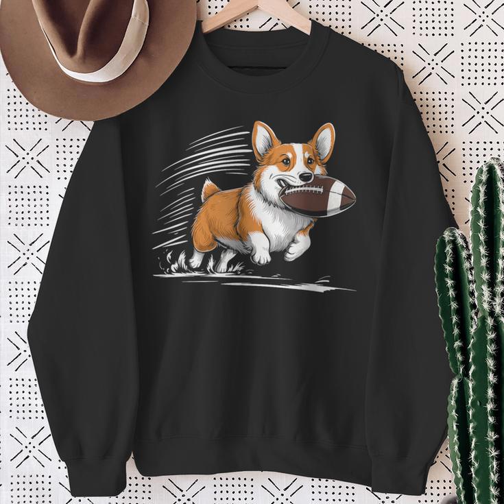 Corgi Hund Spielt Fußball Spieler Sport Sweatshirt Geschenke für alte Frauen