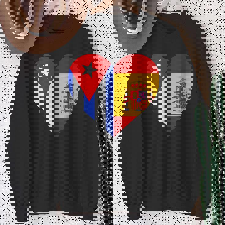 Cuba España Banderas Corazón Camisa de entrenamiento Regalos para ancianas