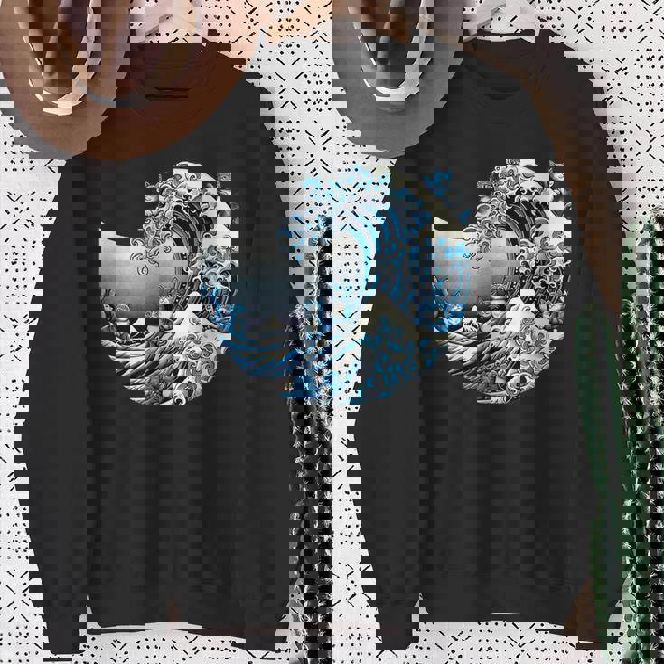 Cute Wave Of Blue Cats Blue Cats Wave Sweatshirt Gifts for Old Women