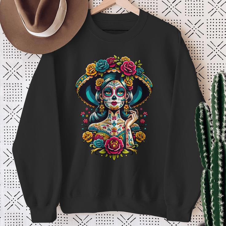 Dia De Los Muertos Sugar Mexican Inspired By La Catrina Sweatshirt Geschenke für alte Frauen