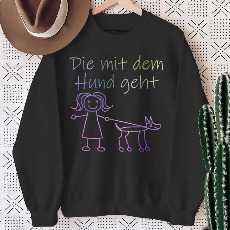 Die Mit Dem Hund Geht Half-Sleeve Die Mit Dem Hund Gehen German Lang Sweatshirt Geschenke für alte Frauen