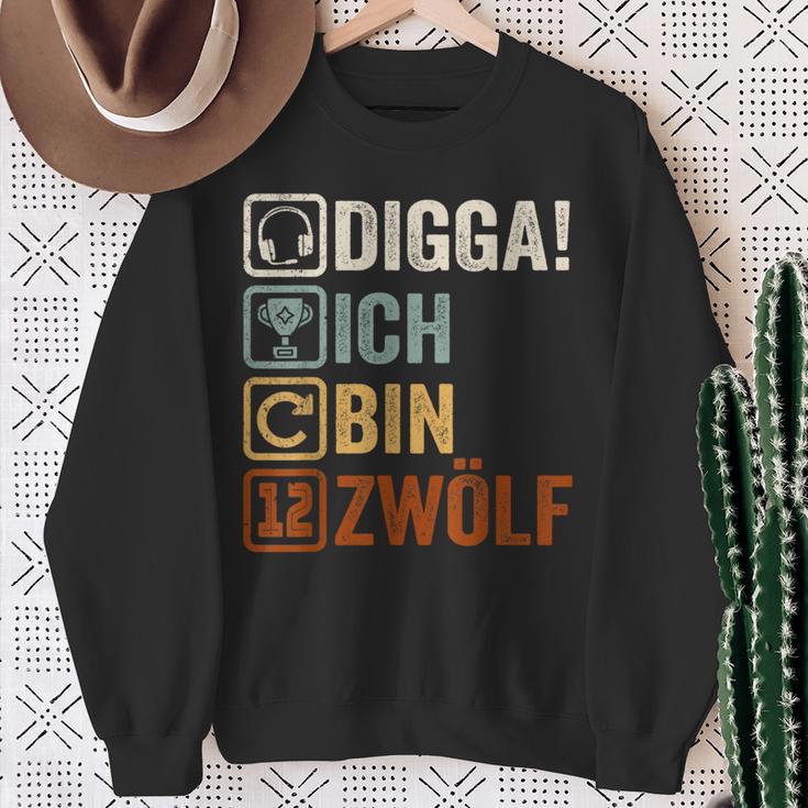 Digga Ich Bin 12 Zwölf Jahre 12Th Birthday Boy Gamer Sweatshirt Geschenke für alte Frauen