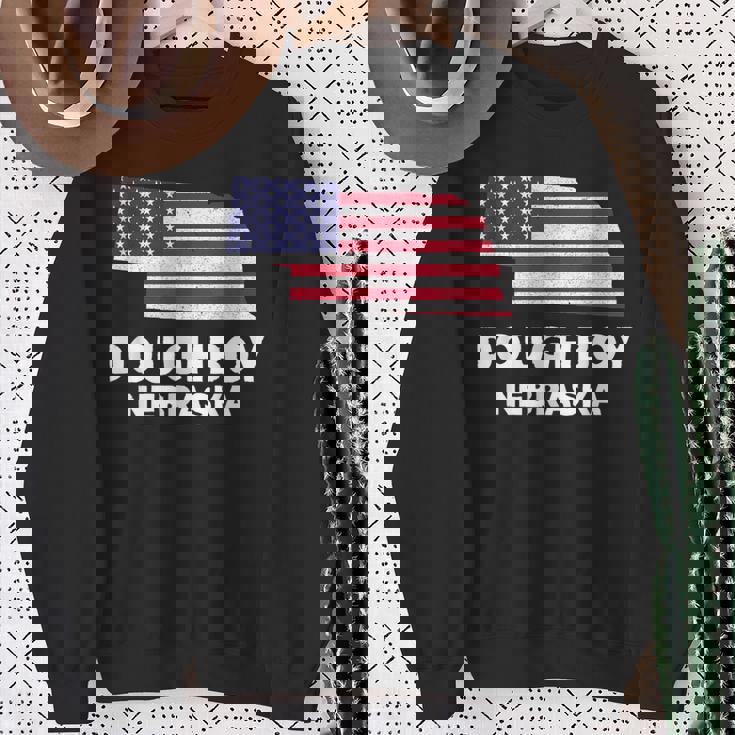 Distressed Patriotic Usa Flag Doughboy Nebraska Sweatshirt Gifts for Old Women