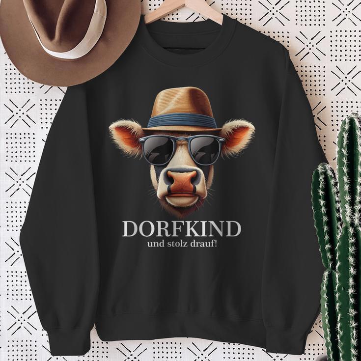 Dorfkind Und Stolz Drauf Traktor Bauern & Landwirt Cow Sweatshirt Geschenke für alte Frauen