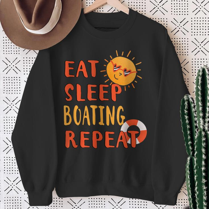 Eat Sleep Boating Repeat Boating Hobby Boat Pastime Summer Sweatshirt Gifts for Old Women