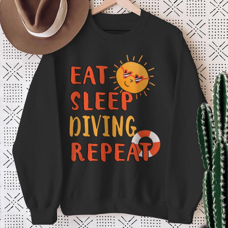 Eat Sleep Diving Repeat Diving Hobby Diver Pastime Summer Sweatshirt Gifts for Old Women