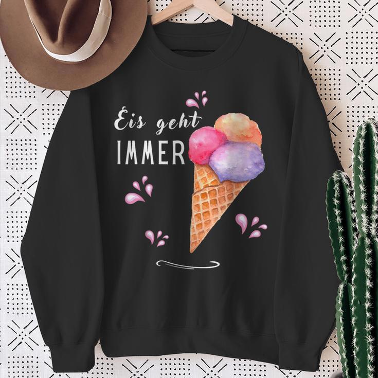 Eis Geht Immer Eisparele Eiscafe Du Liebst Eiscreme Eispar Sweatshirt Geschenke für alte Frauen