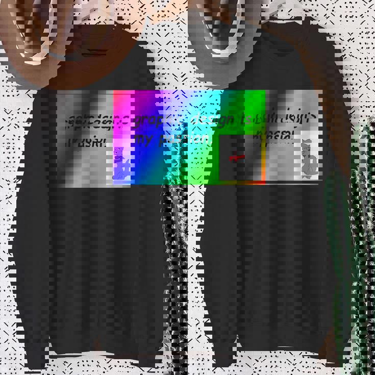 El Diseño Gráfico Es Mi Pasión Arco Iris Comic Sans Camisa de entrenamiento Regalos para ancianas