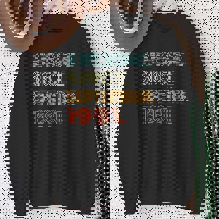 Fantastica Maglietta Retrò Dal Settembre 1991 Anni 33Th Bday Maglia A Manica Felpa Regalos para ancianas
