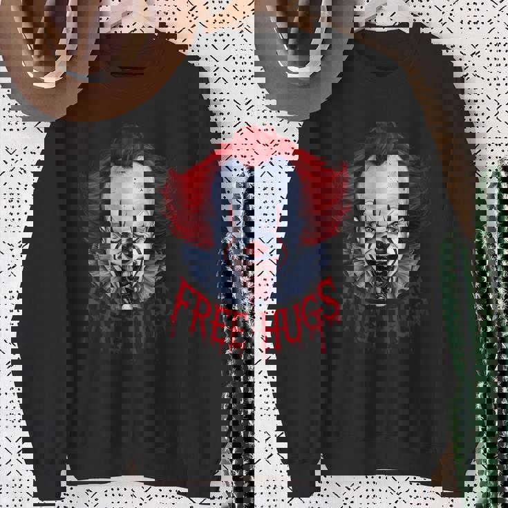 Free Halloween Hugs Evil Killer Scary Clown Horror Halloween Sweatshirt Gifts for Old Women