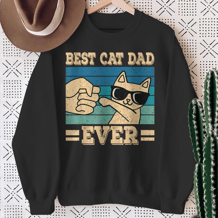 Cat Retro Best Cat Dad Ever Cat Lover Sweatshirt Geschenke für alte Frauen