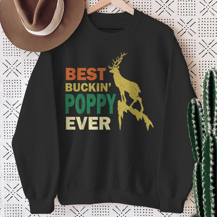 Fathers Day Hunting Best Buckin Poppy Ever Grandpa Sweatshirt Gifts for Old Women