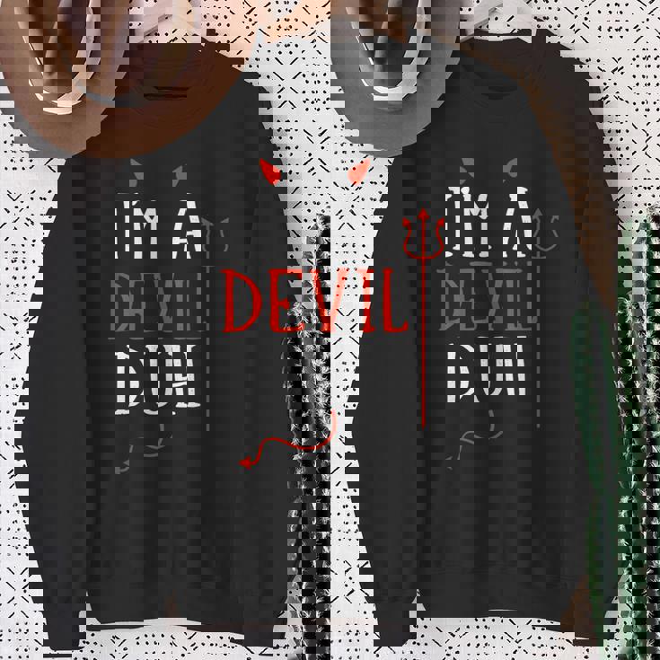 Lazy Easy Im A Devil Costume For Diy Halloween Party Sweatshirt Gifts for Old Women