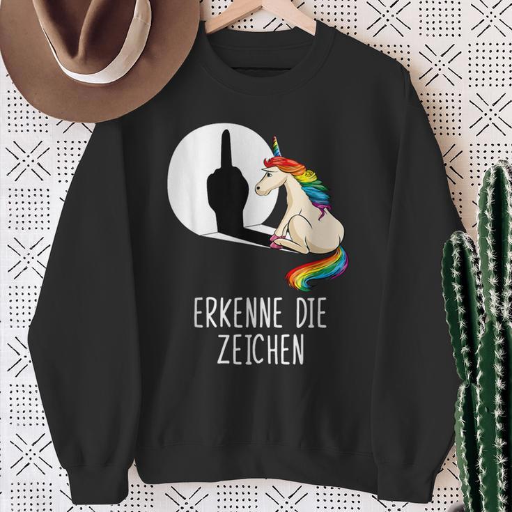 Unicorn Erkenne Die Zeichen Sweatshirt Geschenke für alte Frauen