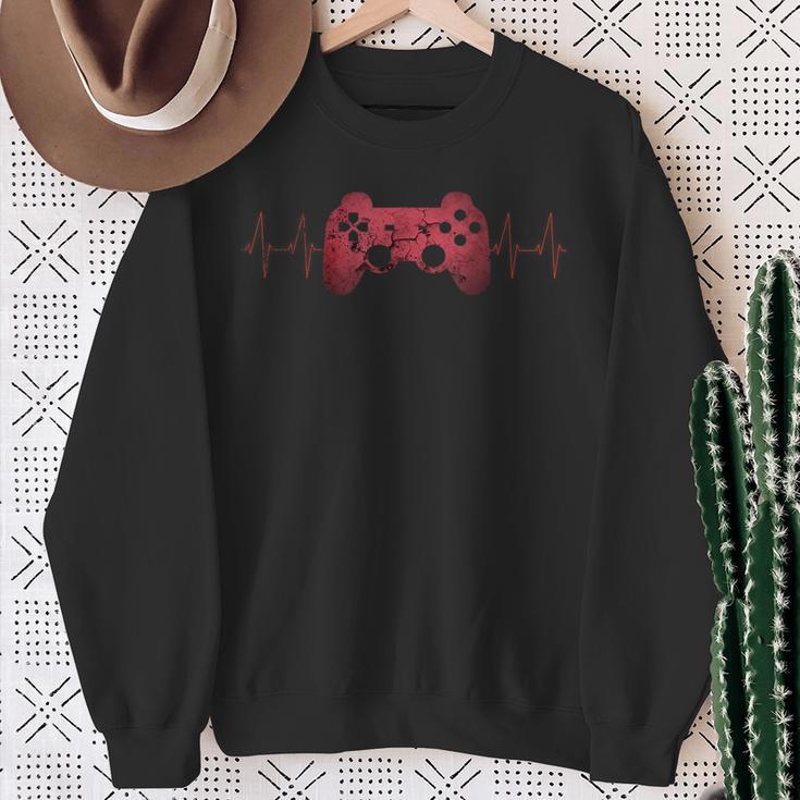 Gamer Heartbeat Zocker Jungs Jungen Nagerideospiele Sweatshirt Geschenke für alte Frauen