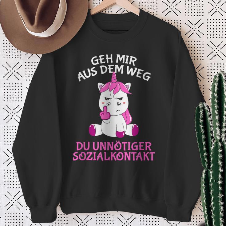 Geh Mir Aus Dem Weg Du Unnötiger Sozialkontakt Unicorn Sweatshirt Geschenke für alte Frauen