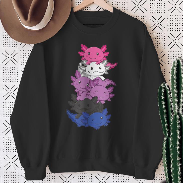 Genderfluid Gender Fluid Pride Lgbtq Axolotl Sweatshirt Geschenke für alte Frauen