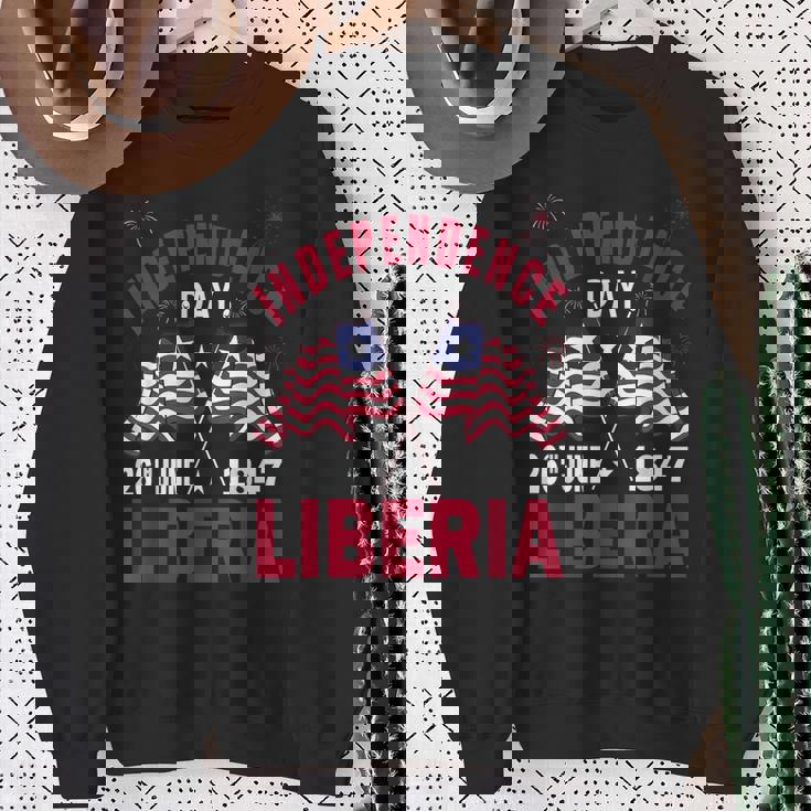 Happy Liberia Independence Day Liberia Liberian Flag Sweatshirt Gifts for Old Women