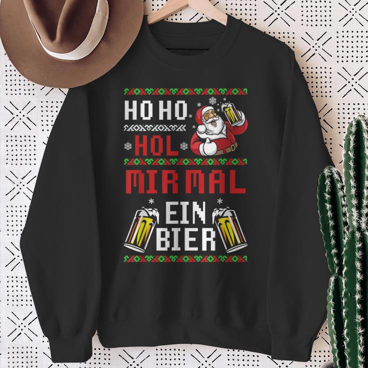 Ho Hol Mir Mal Ein Bier Christmas Santa Claus Sweatshirt Geschenke für alte Frauen