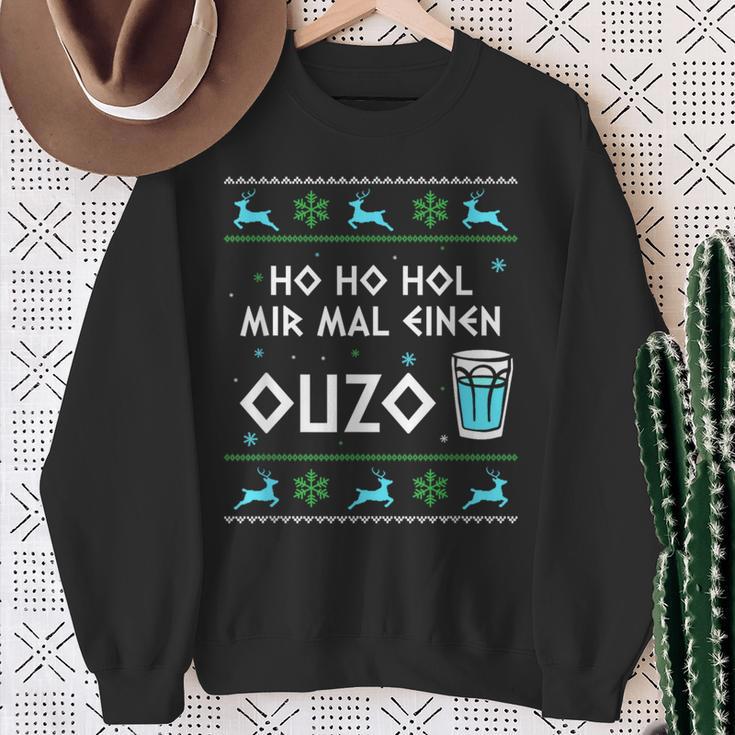 Ho Ho Hol Mir Mal Einen Ouzo Ugly Christmas Outfit Sweatshirt Geschenke für alte Frauen