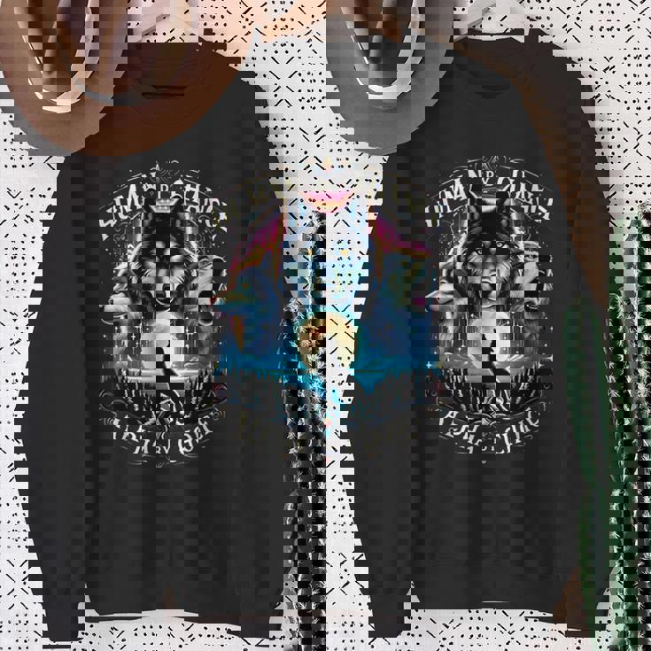 Human By Chance Alpha By Choice Cool Wolves Wolf Meme Sweatshirt Gifts for Old Women