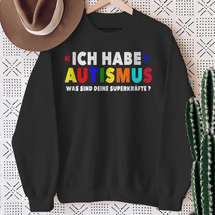 Ich Bin Autist Was Sind Deine Superkräfte Autismusbewusstsein German Sweatshirt Geschenke für alte Frauen