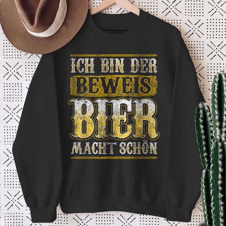 Ich Bin Der Beweis Bier Macht Schön Alkohol Durst Saufen German Sweatshirt Geschenke für alte Frauen