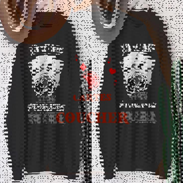 J'aiu Mes Cartes Tu Devrais Te Coucher Poker Humour Jetons Sweater e Cadeaux pour les femmes âgées