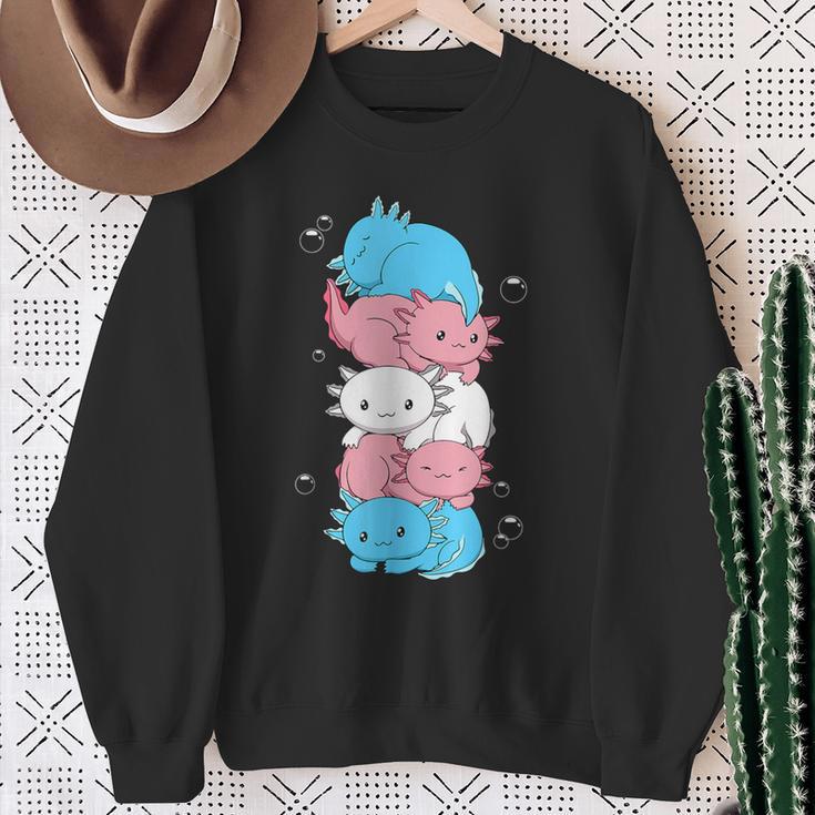 Kawaii Axolotl Heap Transgender Pride Flag Trans Lgbtq Sweatshirt Geschenke für alte Frauen