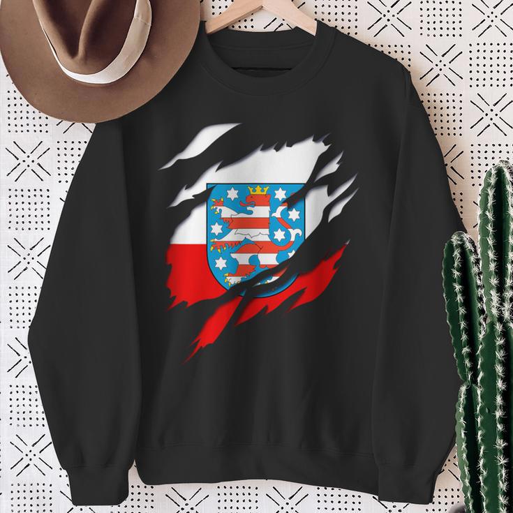 Land Thueringen German Flag And Coat Of Arms Sweatshirt Geschenke für alte Frauen