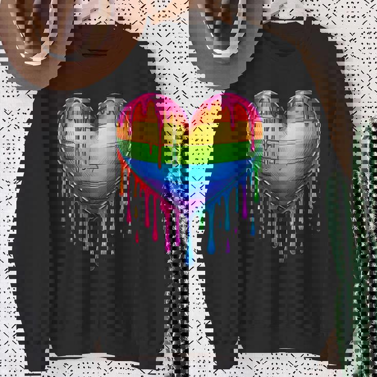 Lgbtq Corazón Arco Iris Orgullo Gay Lgbt Sin Mangas Camisa de entrenamiento Regalos para ancianas