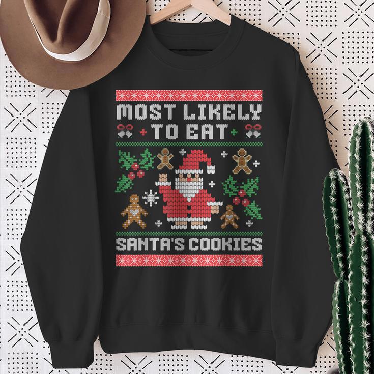 Am Liebsten Santas Kekse Essen Ugly Christmas Sweatshirt Geschenke für alte Frauen