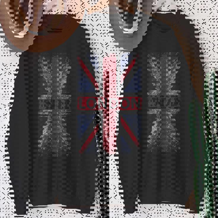 Londra Inghilterra Distressed Union Jack Felpa Regalos para ancianas