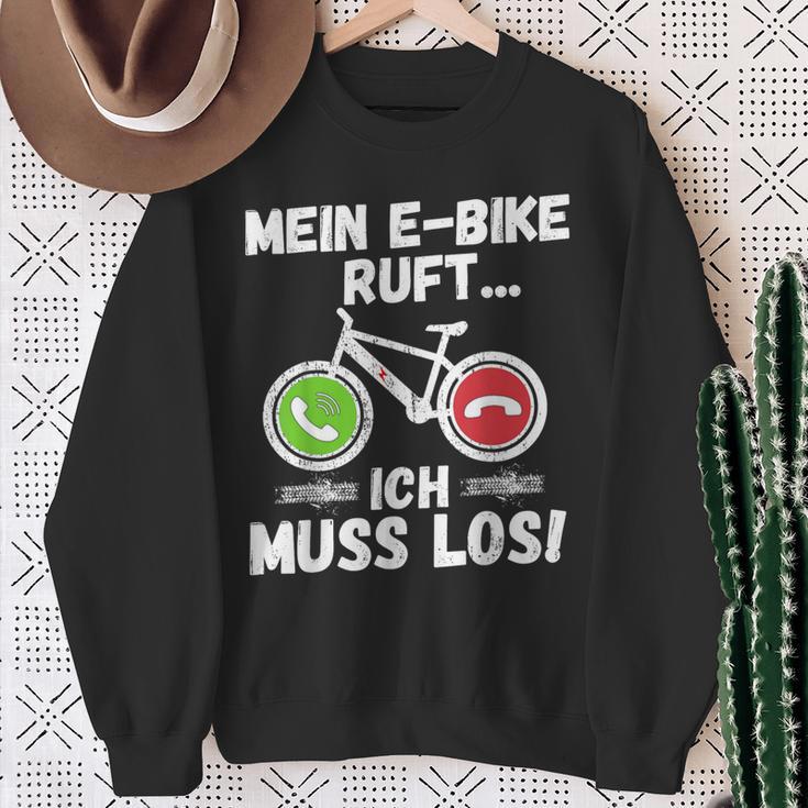 Mein E-Bike Ruft Ich Muss Los Radfahren Sweatshirt Geschenke für alte Frauen