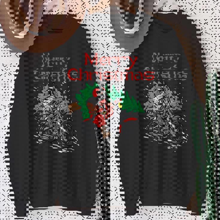 Merry Christmas Biker Santa Xmas Motorcycle Big Bike Dad Men Sweatshirt Gifts for Old Women